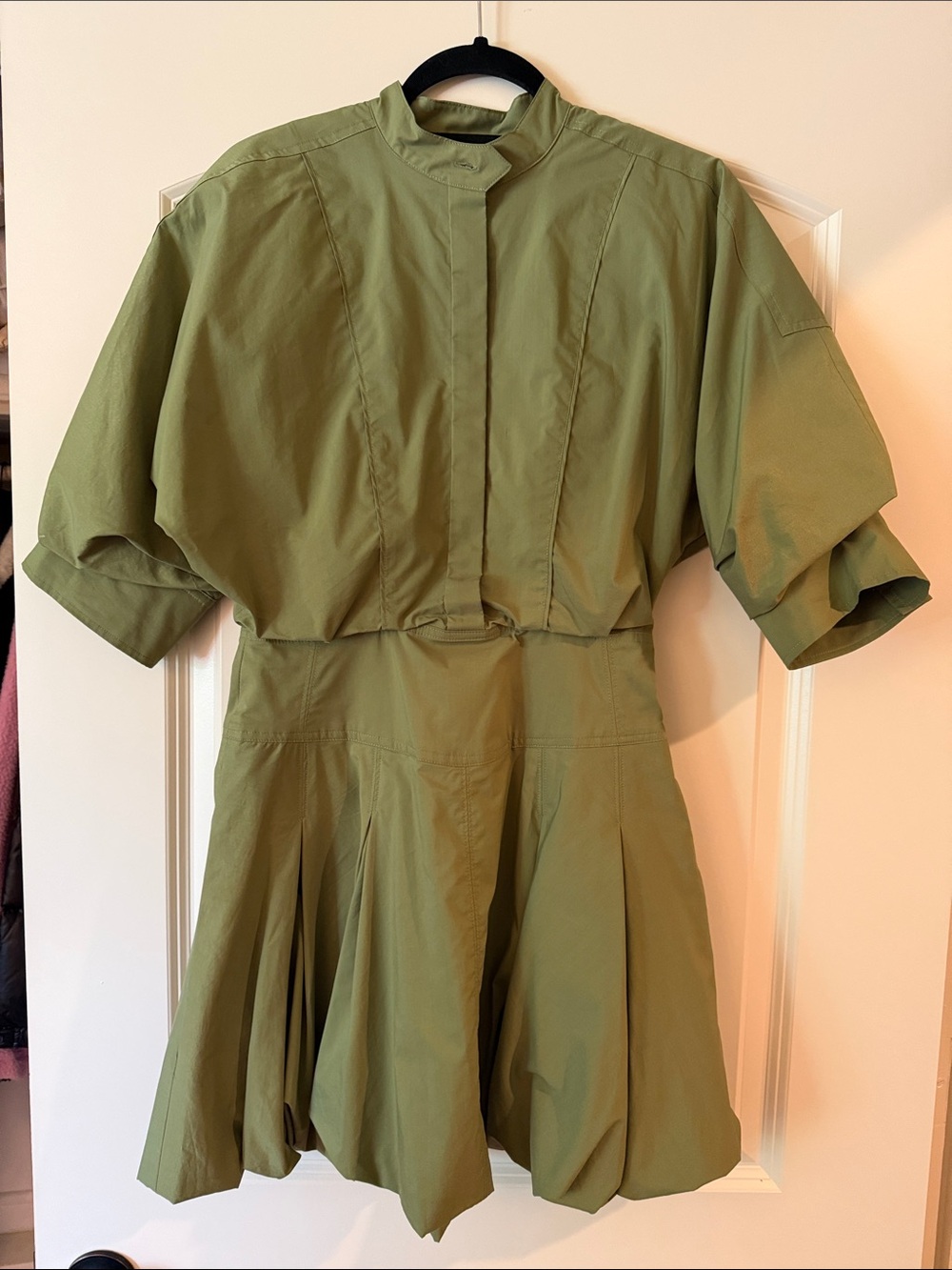 Jonathan Simkhai Olive Green Short-Sleeve Midi Dress